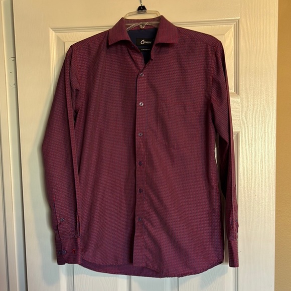 Oxemberg men’s red long sleeve button down shirt size 38 - Picture 1 of 7